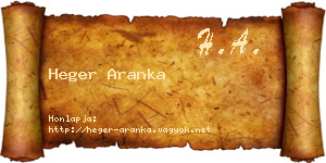 Heger Aranka névjegykártya